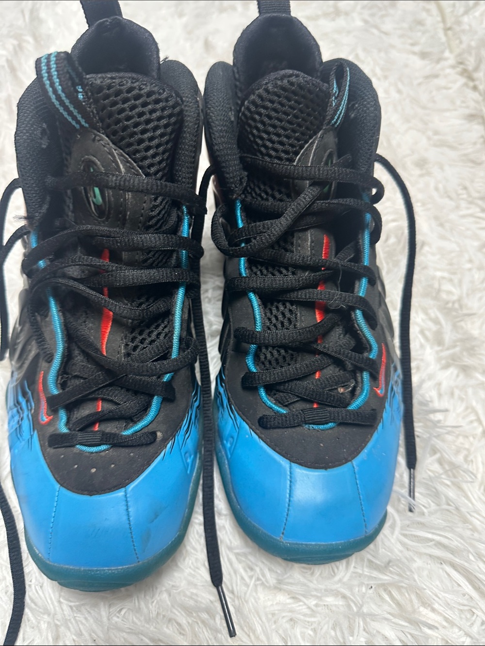 Nike Kids Blue and Black High-Top Sneakers with Red Accents